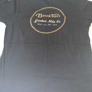 Brixton Black tan Graphic Tee limited mfg co size large circle logo chest cotton